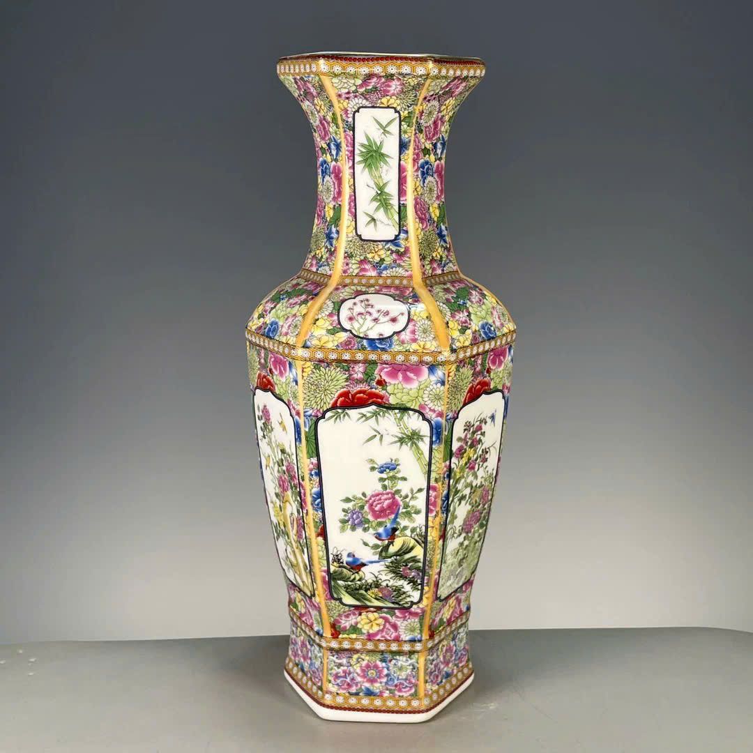  Bình Đa Giác Gấm Hoa sưu tầm BKCECN-9609 