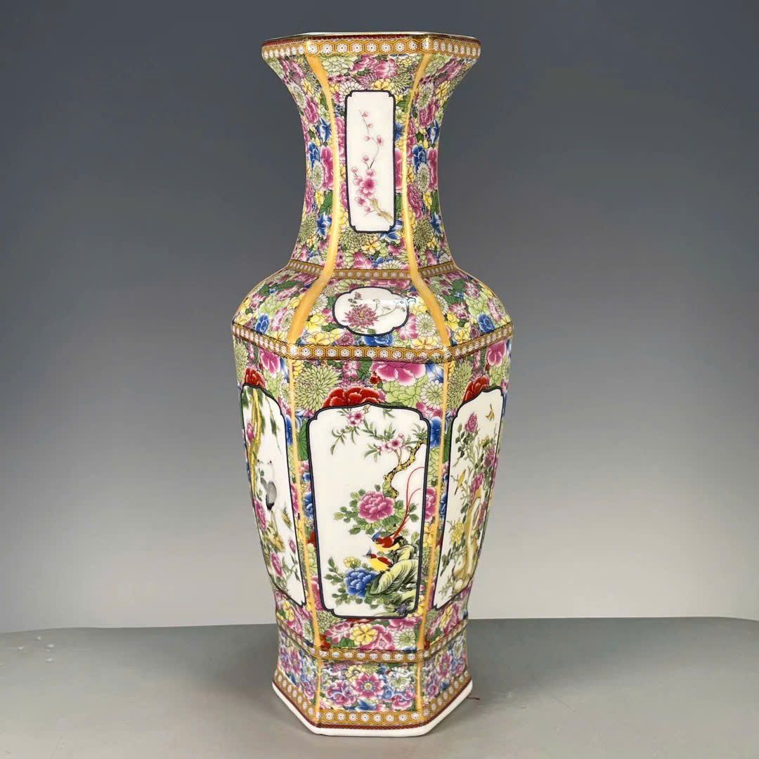  Bình Đa Giác Gấm Hoa sưu tầm BKCECN-9609 