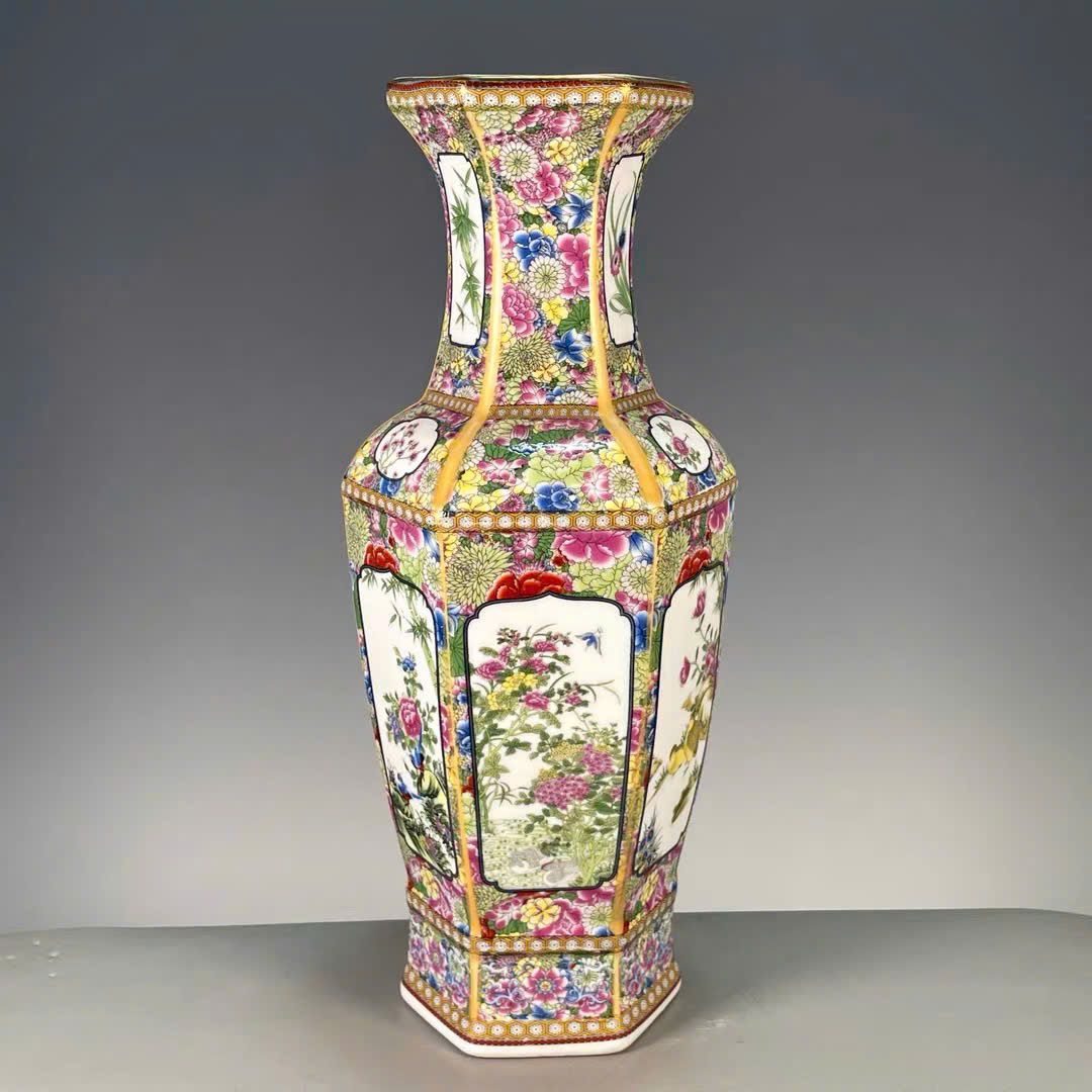  Bình Đa Giác Gấm Hoa sưu tầm BKCECN-9609 