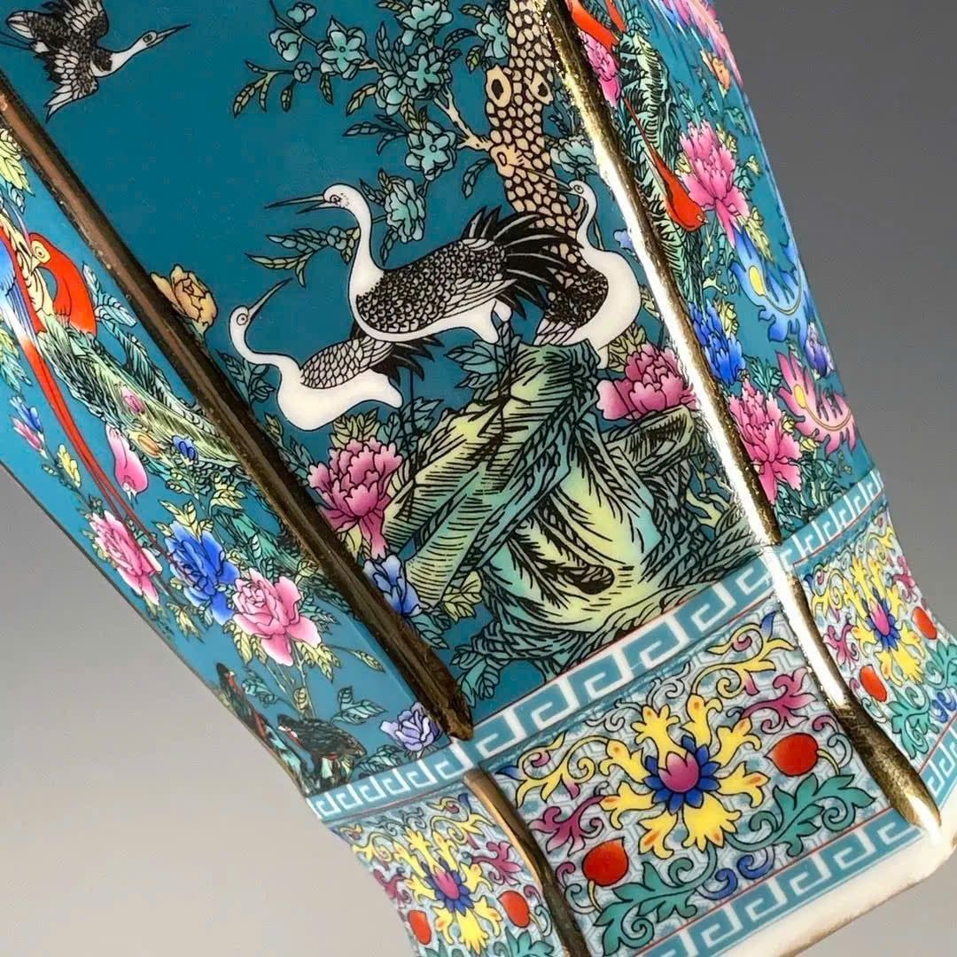  Bình Đa Giác Chim Hoa Tứ Quý sưu tầm BKCECN-9612 