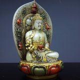  Tượng Phật A Di Đà tọa sen sau trạm khắc Bát Bửu BKSTCN-9502 