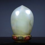  Tượng Phật A Di Đà tọa sen sau trạm khắc Bát Bửu BKSTCN-9502 