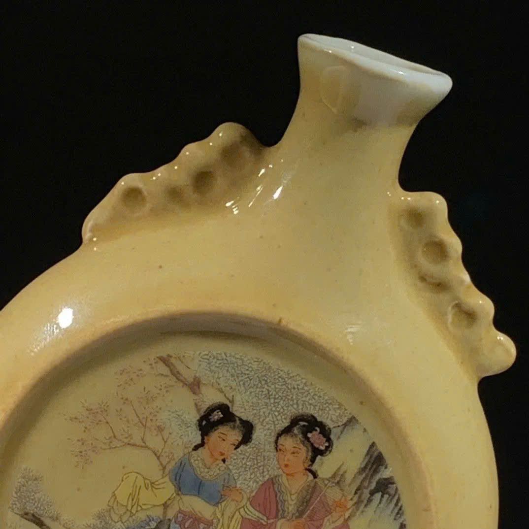  Bình Dẹt hoạ tiết Mỹ Nhân đồ sưu tầm BKCECN-9658 