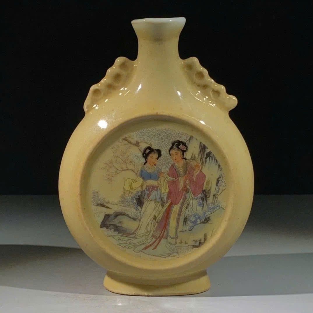  Bình Dẹt hoạ tiết Mỹ Nhân đồ sưu tầm BKCECN-9658 