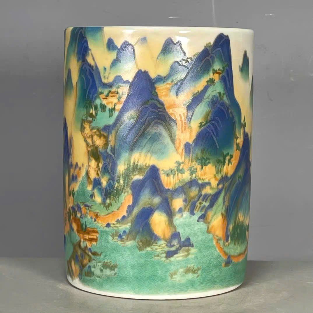  Ống sứ hoạ tiết Cao Sơn Lưu Thuỷ sưu tầm BKCECN-9664 