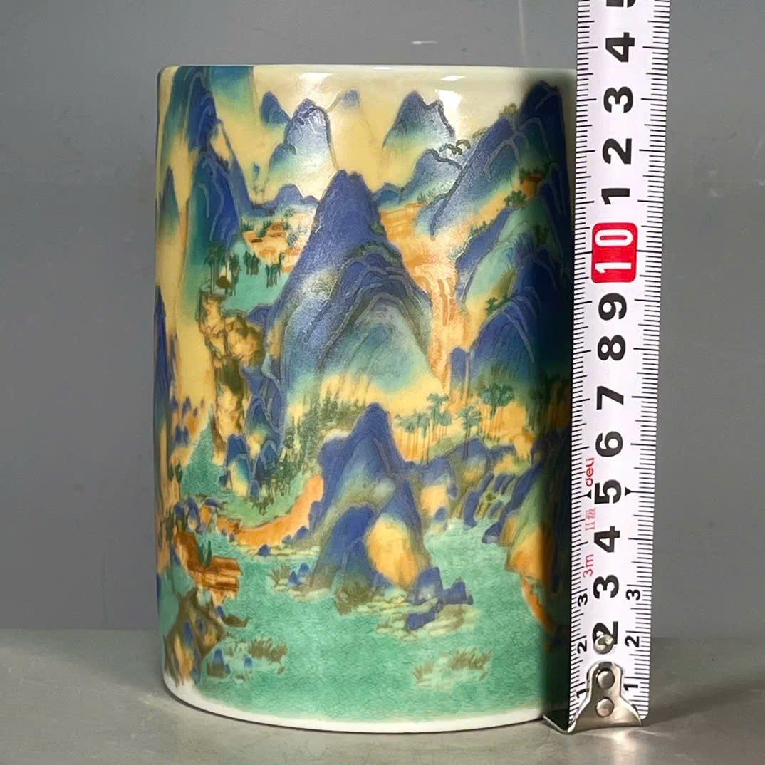  Ống sứ hoạ tiết Cao Sơn Lưu Thuỷ sưu tầm BKCECN-9664 