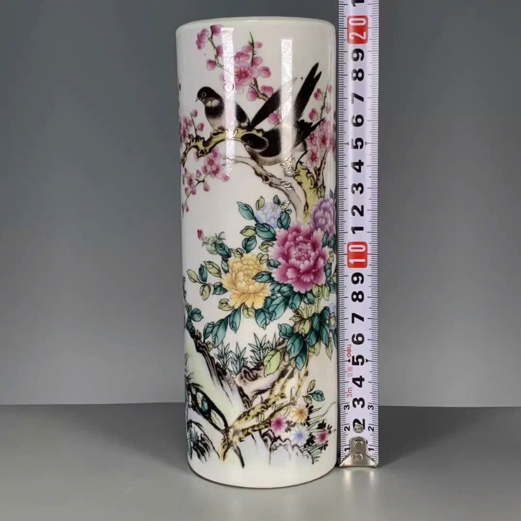  Ống đựng nhang Uyên Ương hoa đào đón xuân sưu tầm BKCECN-9665 