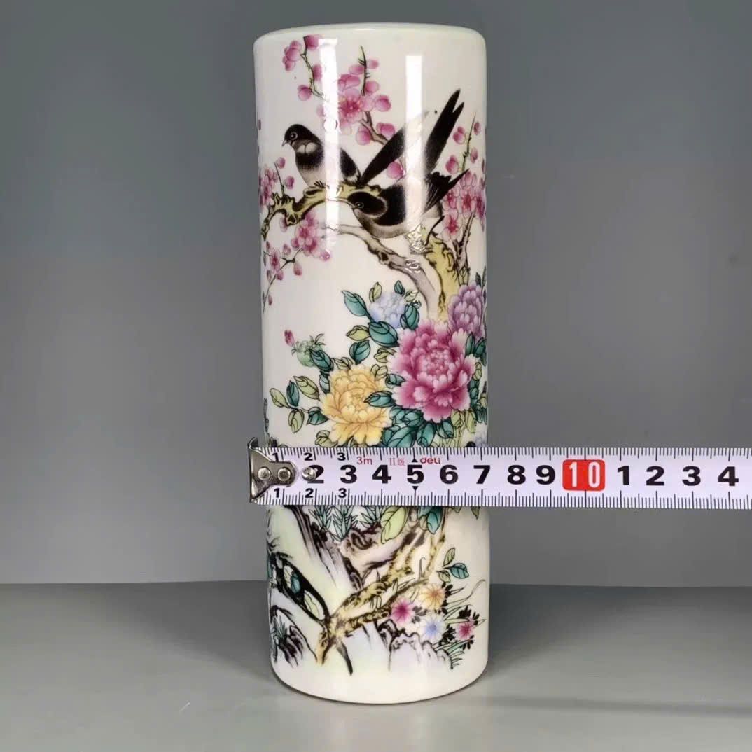  Ống đựng nhang Uyên Ương hoa đào đón xuân sưu tầm BKCECN-9665 