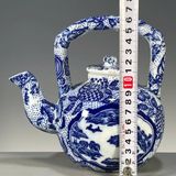  Ấm gốm vẽ tay men xanh sưu tầm BKCECN-9696 