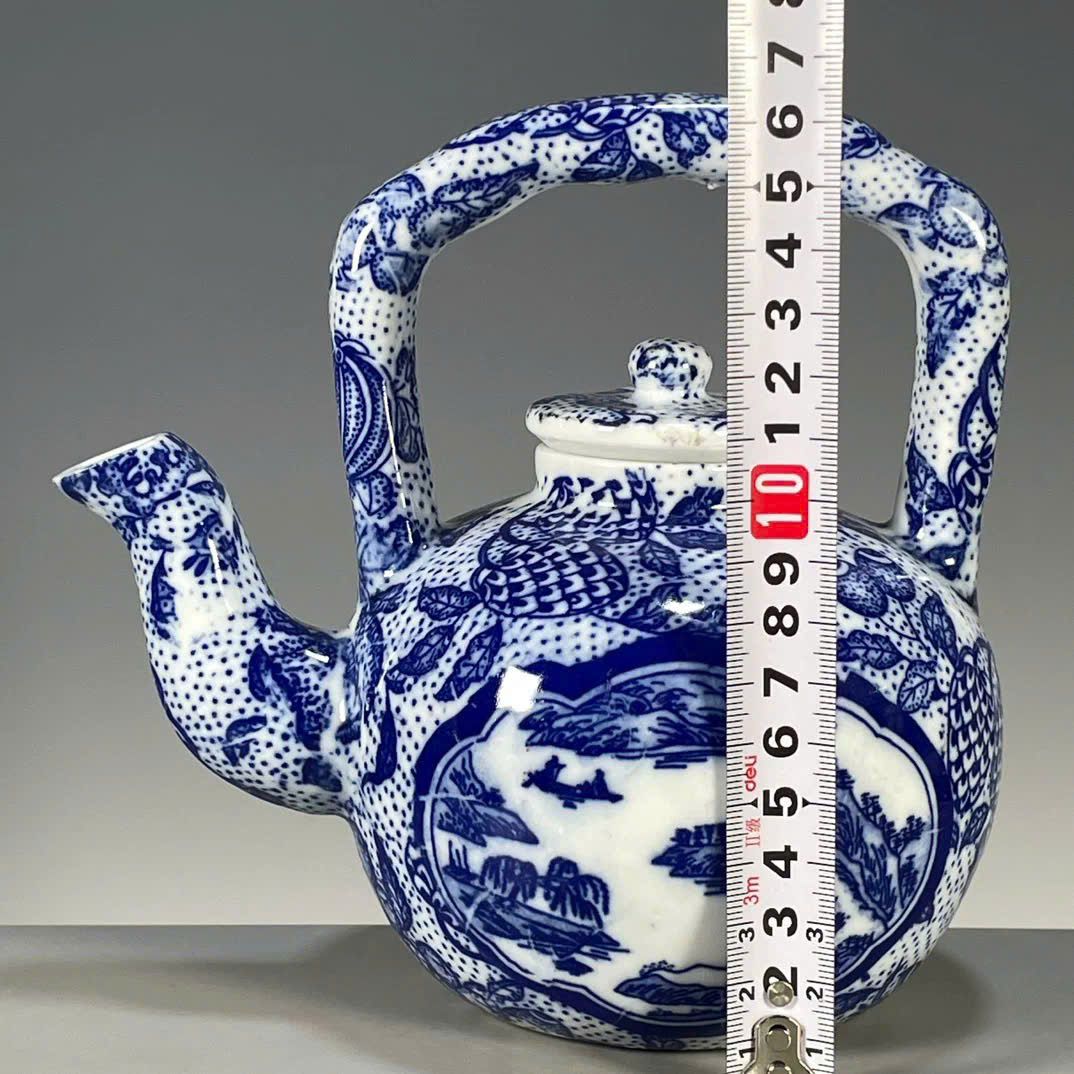  Ấm gốm vẽ tay men xanh sưu tầm BKCECN-9696 