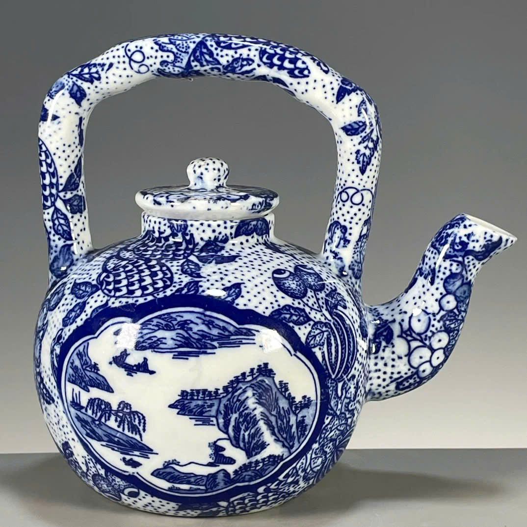  Ấm gốm vẽ tay men xanh sưu tầm BKCECN-9696 