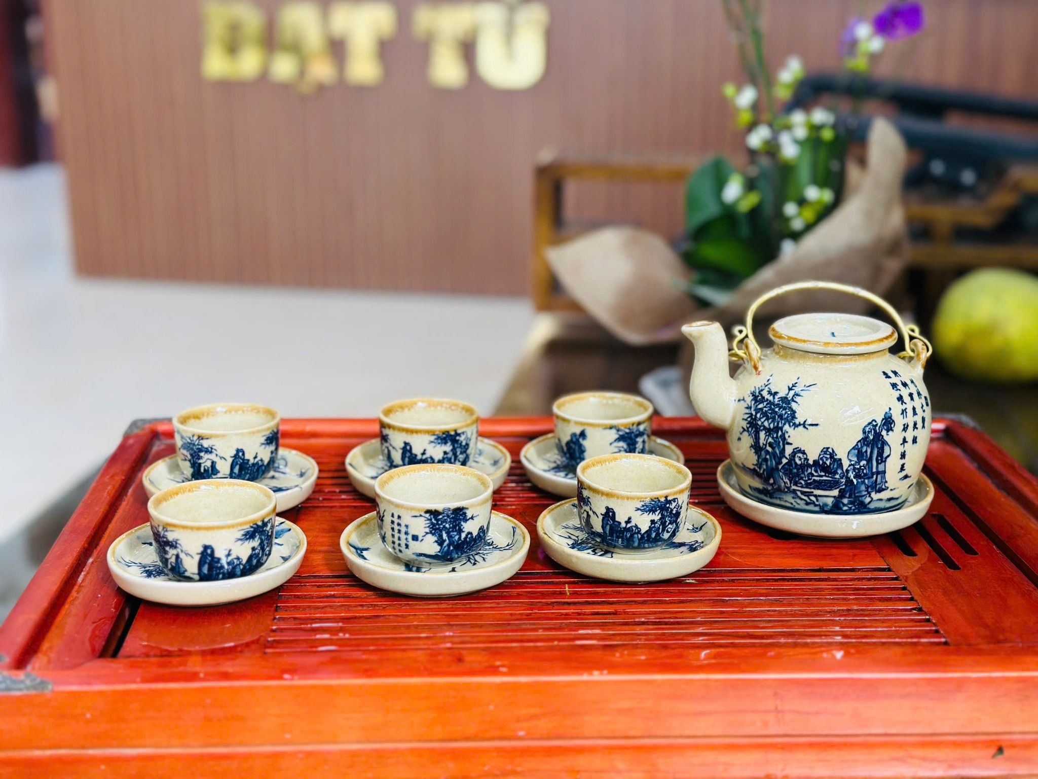  Bộ ấm chén lõm men mật ong BKCECN-9716 