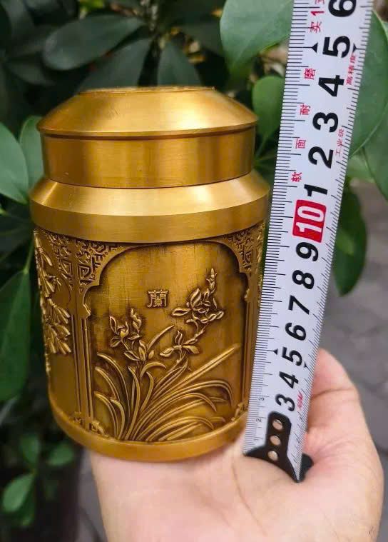  Hũ trà đồng vàng Tứ Quý BKMECN-9553 