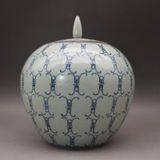  Hũ dưa hấu men xanh vẽ tay họa tiết chữ Thọ BKCECN-9742 