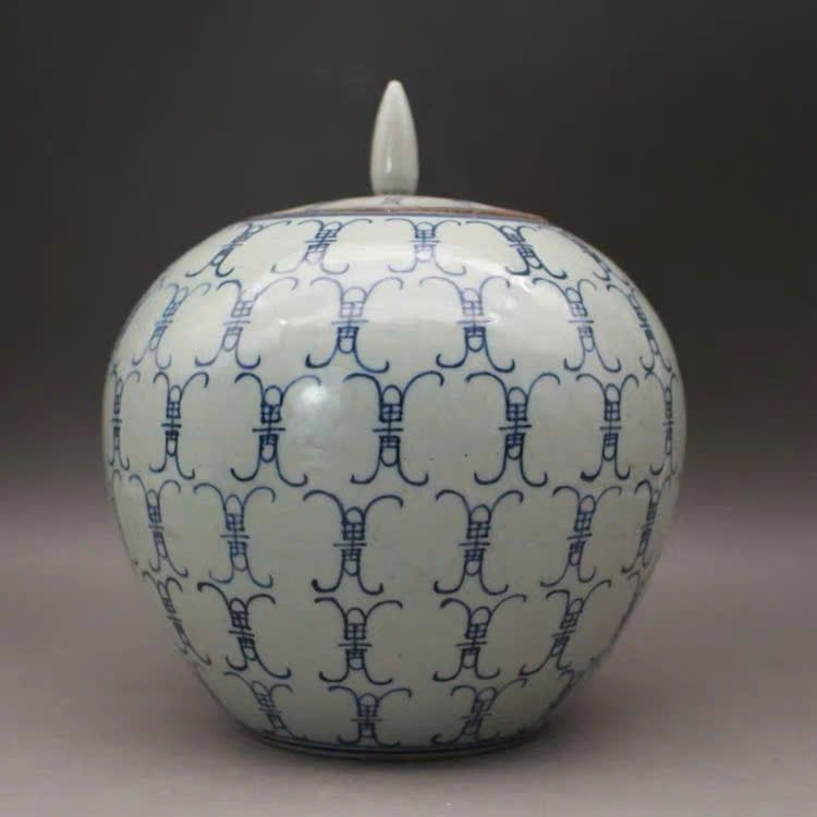  Hũ dưa hấu men xanh vẽ tay họa tiết chữ Thọ BKCECN-9742 