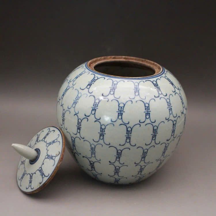  Hũ dưa hấu men xanh vẽ tay họa tiết chữ Thọ BKCECN-9742 