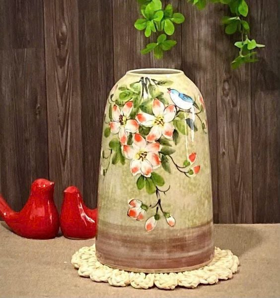  Bình gốm cắm hoa dáng chuông vẽ tay BKCECN-10165 