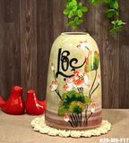  Bình gốm cắm hoa dáng chuông Bát Tràng họa tiết hoa sen BKCECN-10166 