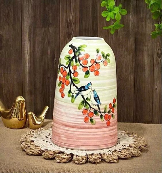  Bình gốm cắm hoa dáng chuông vẽ tay BKCECN-10166 