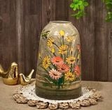  Bình gốm cắm hoa dáng chuông họa tiết hoa cúc gốm sứ Bát Tràng BKCECN-10170 