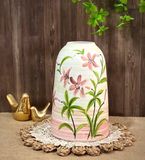  Bình gốm cắm hoa dáng chuông họa tiết hoa ly BKCECN-10172 