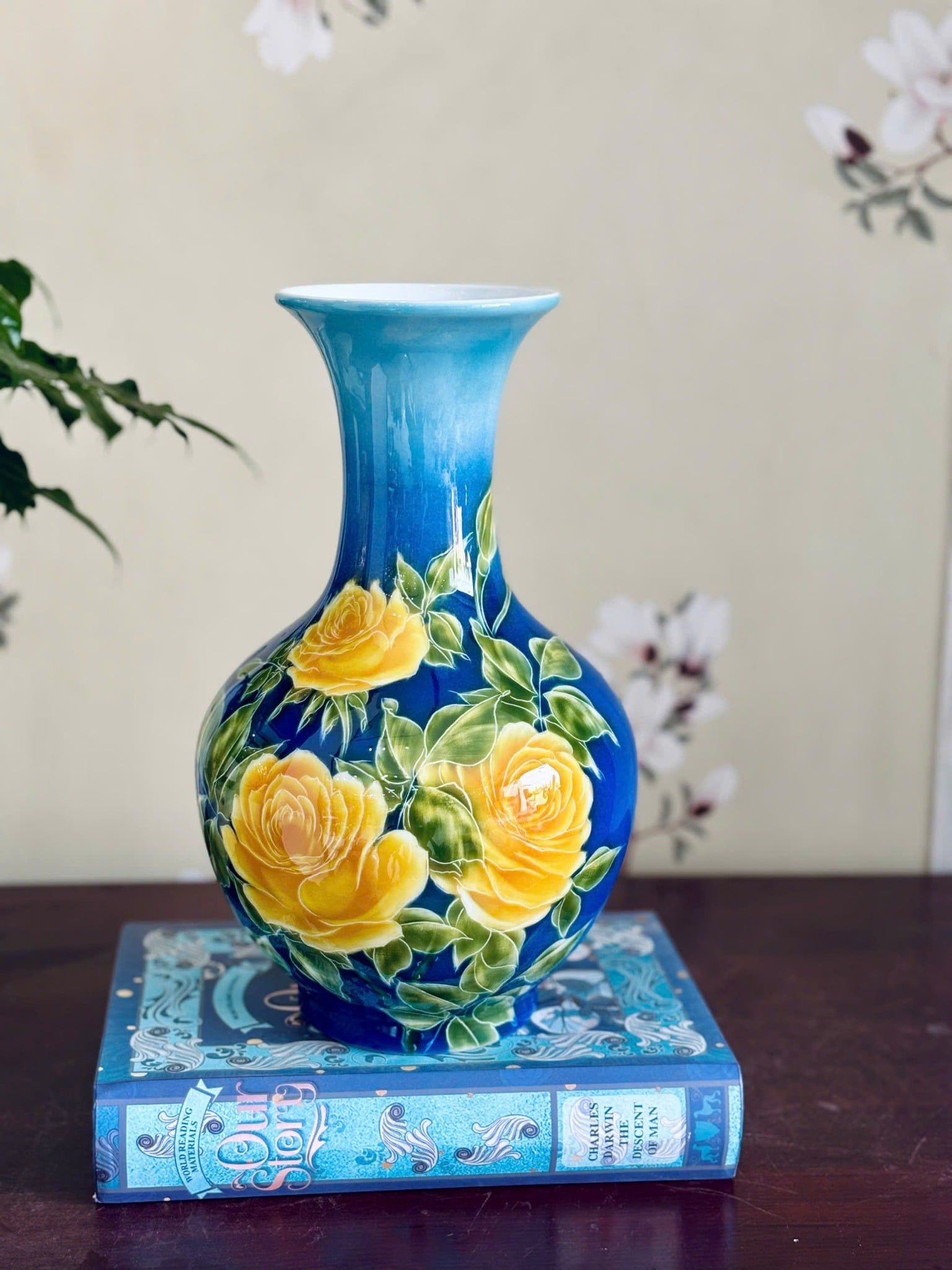  Bình gốm Bát Tràng cắm hoa dáng lọ tỏi hồng vàng BKCECN-9907 