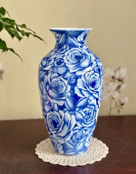  Bình cắm hoa màu xanh gốm sứ Bát Tràng BKCECN-9830 