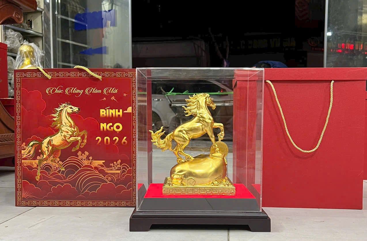  Ngựa đồng túi tiền tài lộc dát vàng BKMECN-9698 