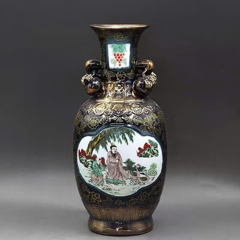  Bình Thưởng hai tai men màu BKCECN-9819 