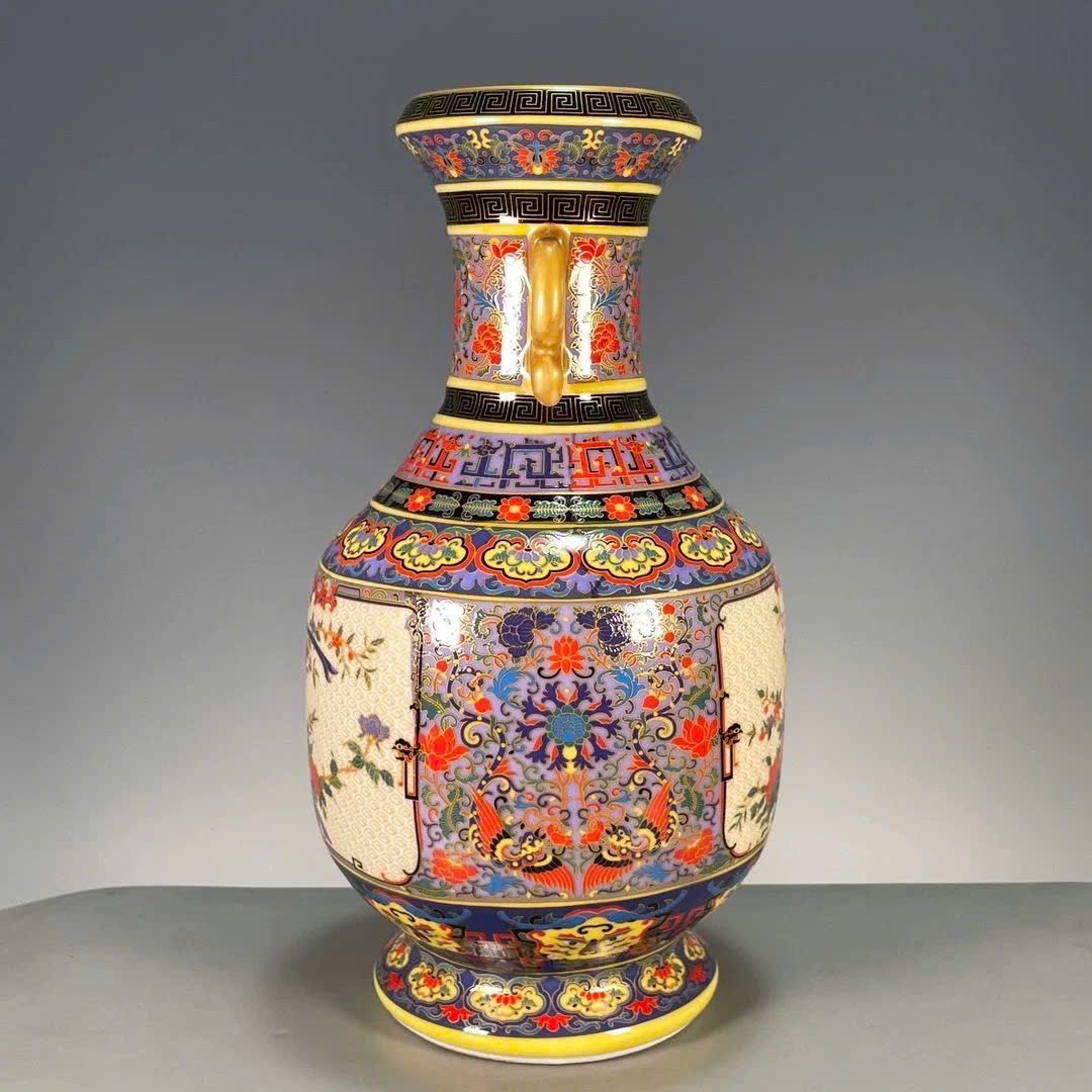  Bình Pháp Lam hoa Điểu sưu tầm BKCECN-9856 