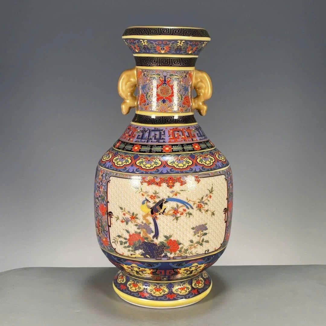  Bình Pháp Lam hoa Điểu sưu tầm BKCECN-9856 