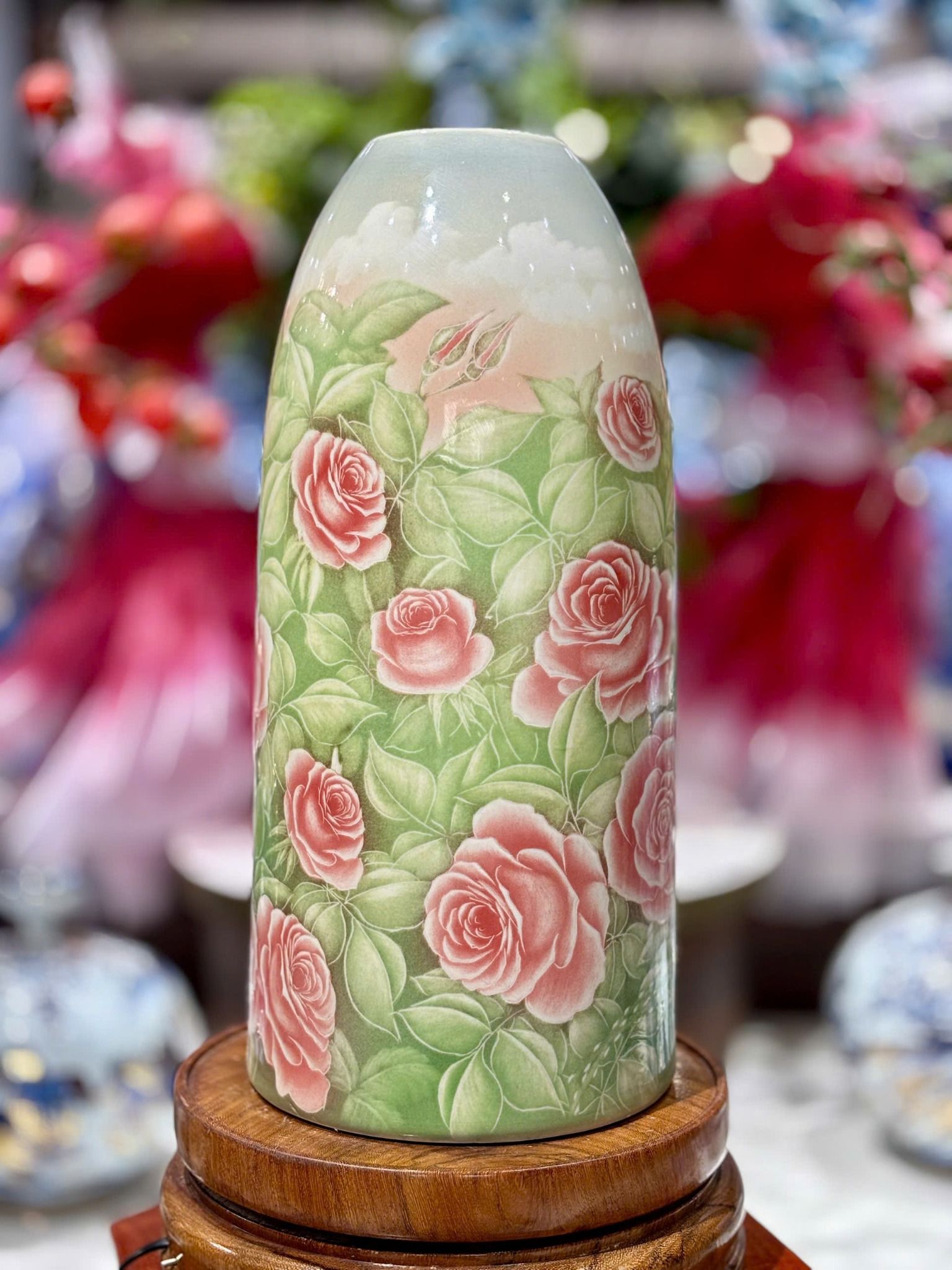  Lọ hoa chuông vẽ tay sứ khử cao cấp BKCECN-9893 