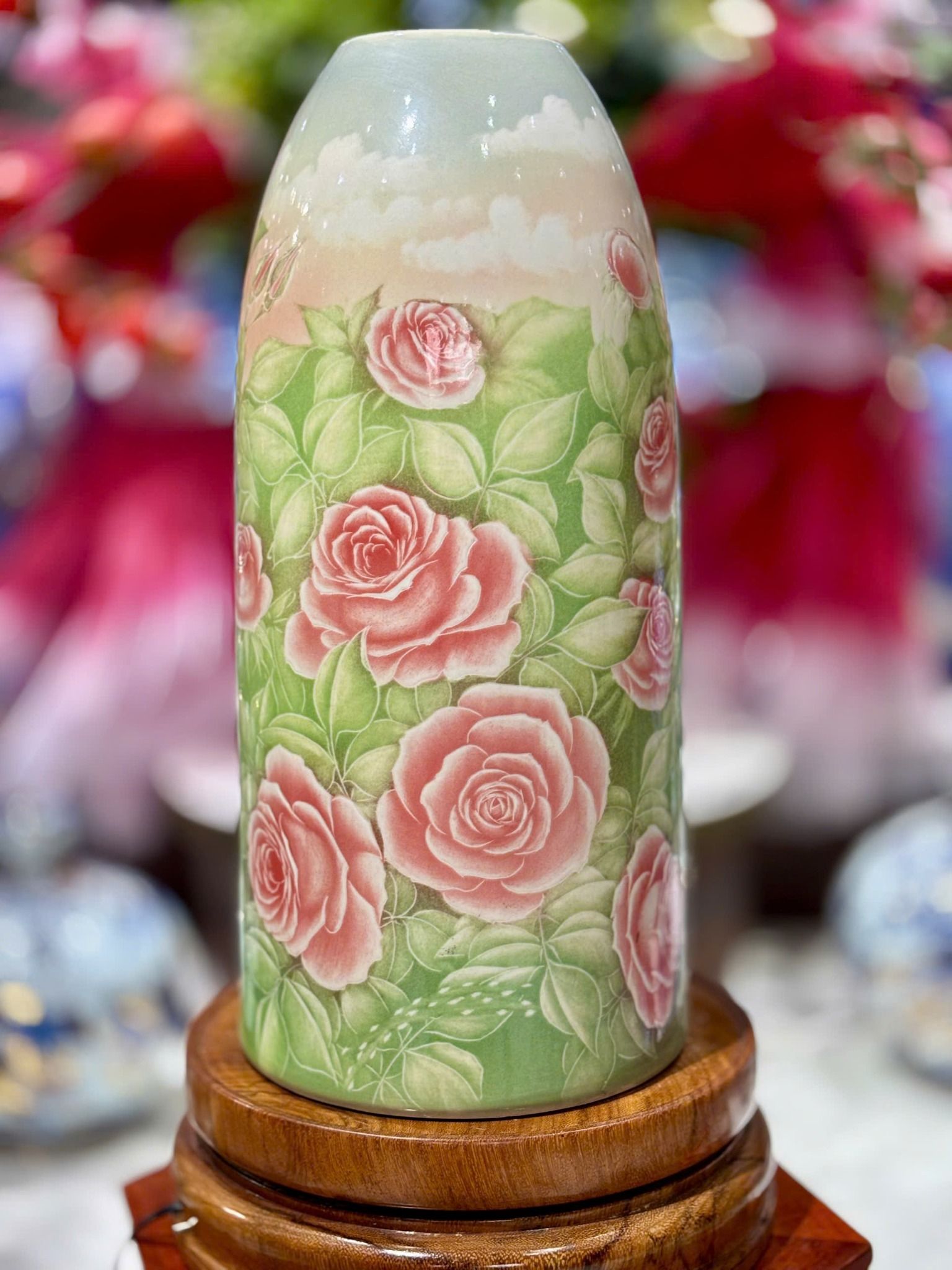  Lọ hoa chuông vẽ tay sứ khử cao cấp BKCECN-9893 