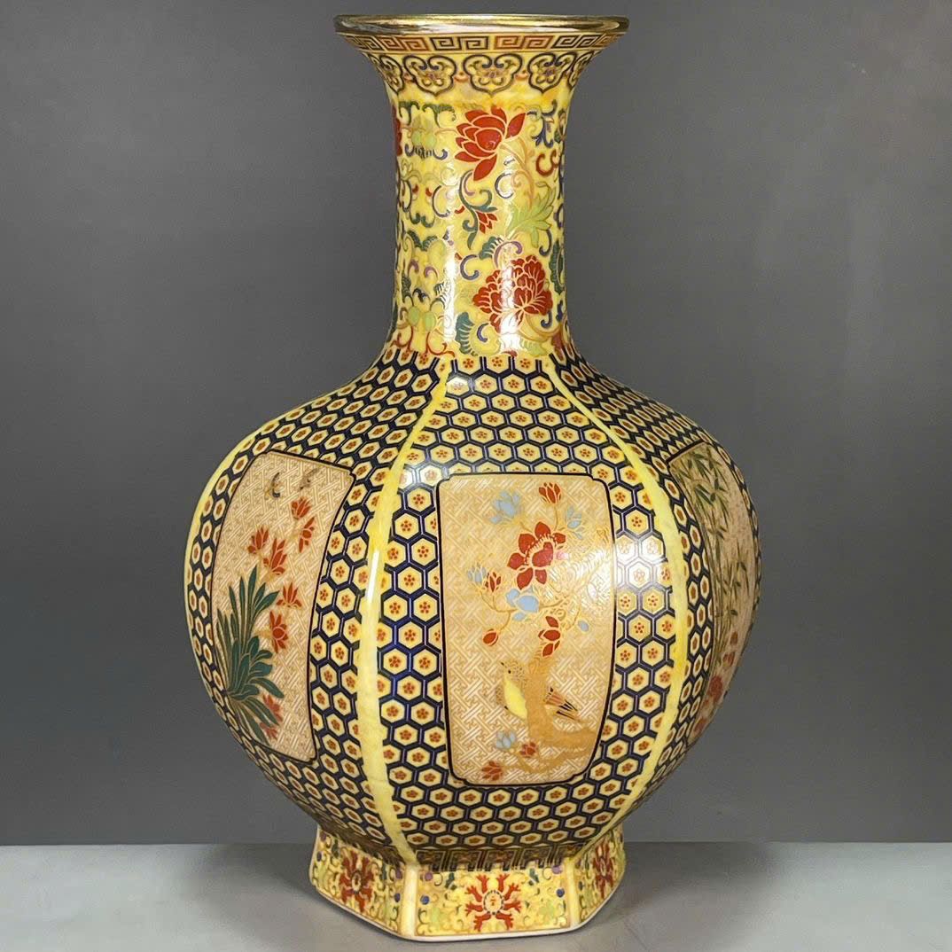  Bình Pháp Lam hoa điểu sưu tầm BKCECN-9882 