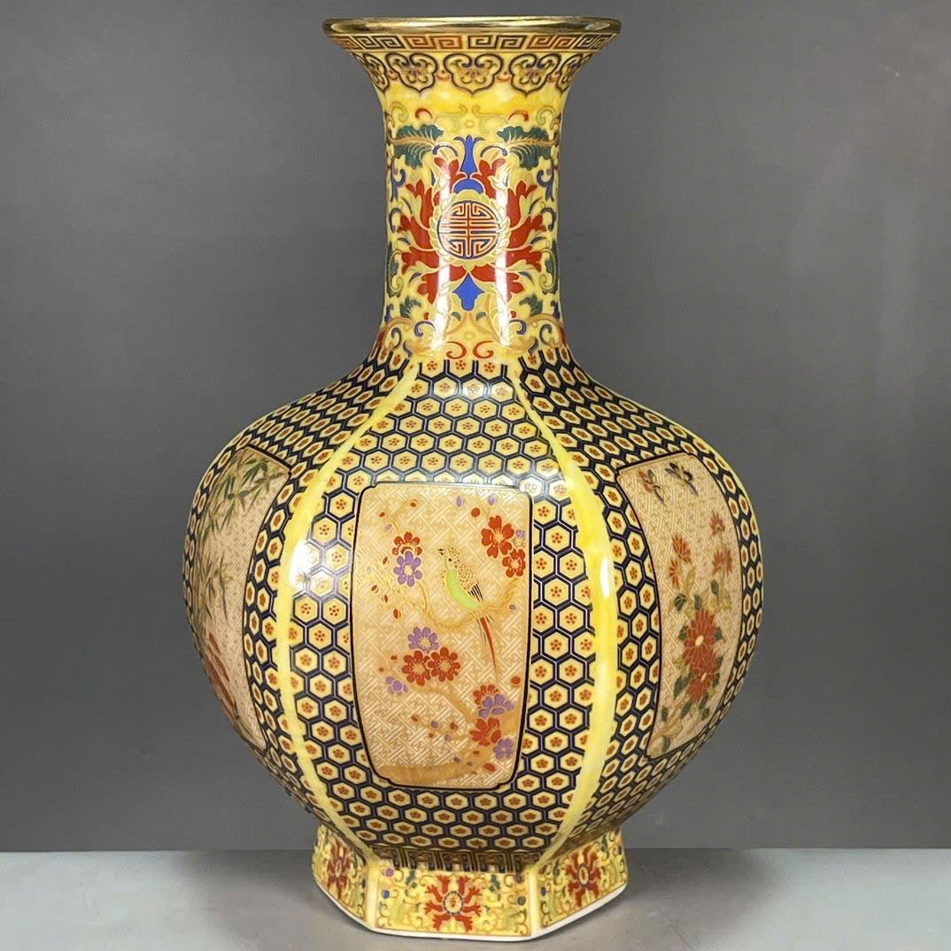  Bình Pháp Lam hoa điểu sưu tầm BKCECN-9882 