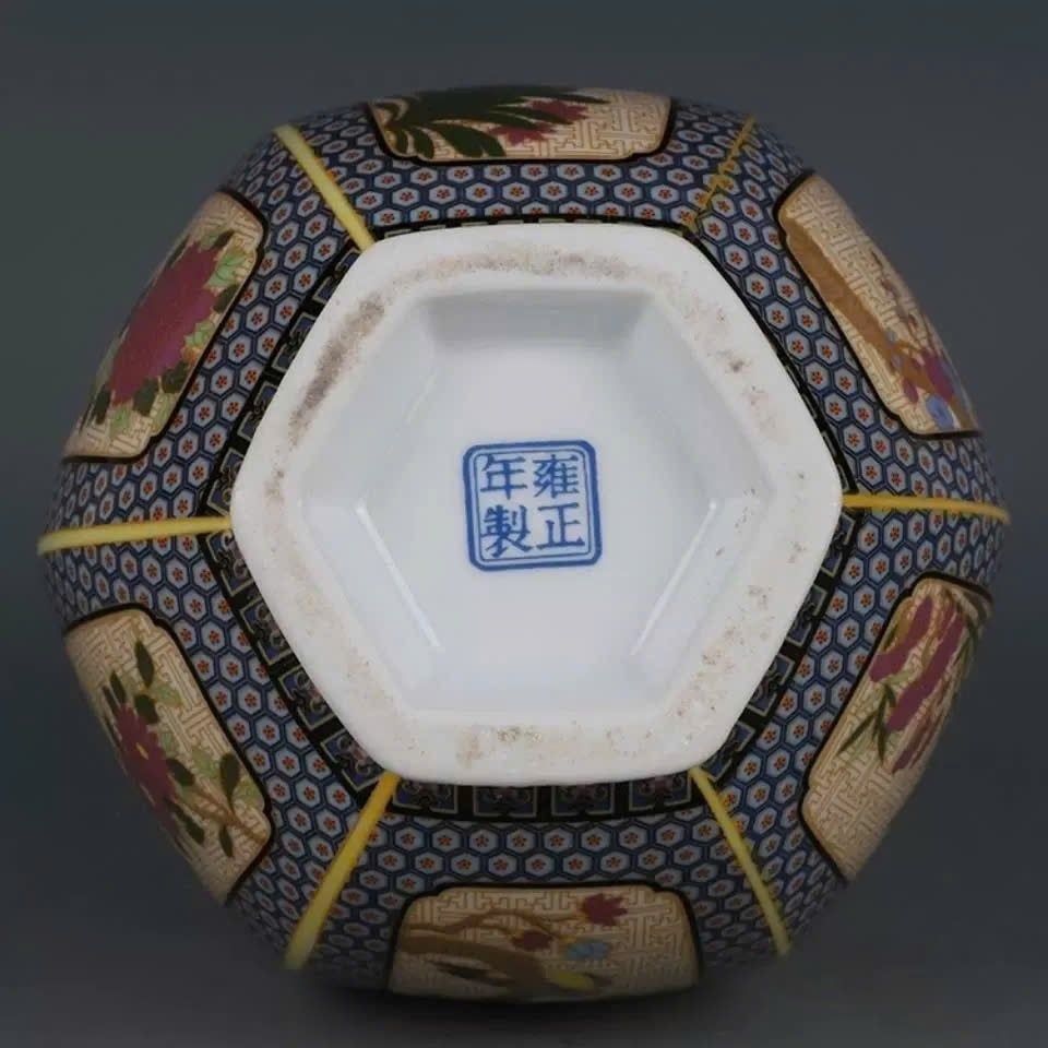  Bình Pháp Lam hoa điểu sưu tầm BKCECN-9883 