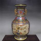  Bình Pháp Lam hoa điểu sưu tầm BKCECN-9884 