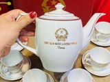  Bộ ấm chén gốm in logo Chủ tịch nước – sứ Bát Tràng BKCECN-9903 