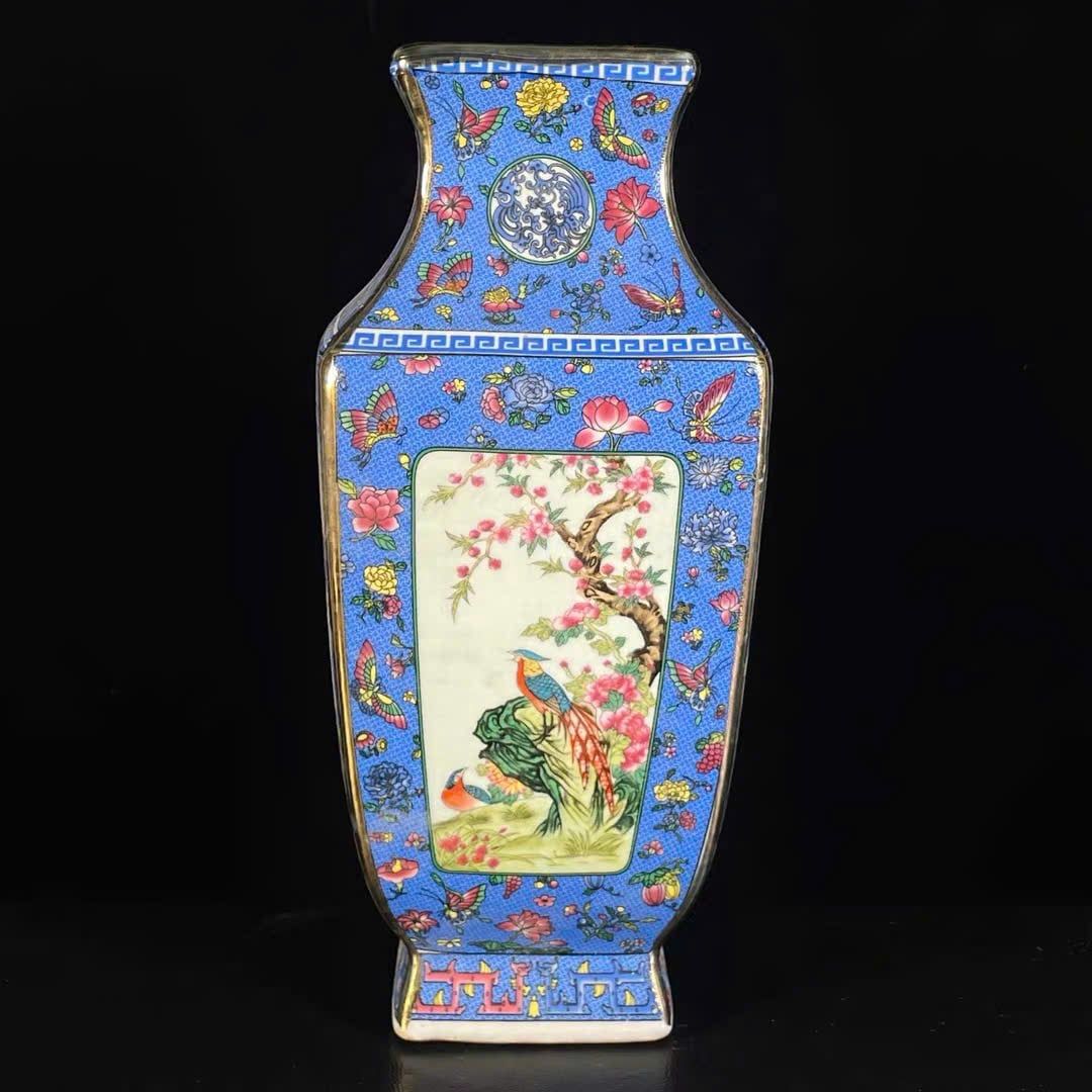  Bình Pháp Lam hoa điểu màu tím BKCECN-10005 