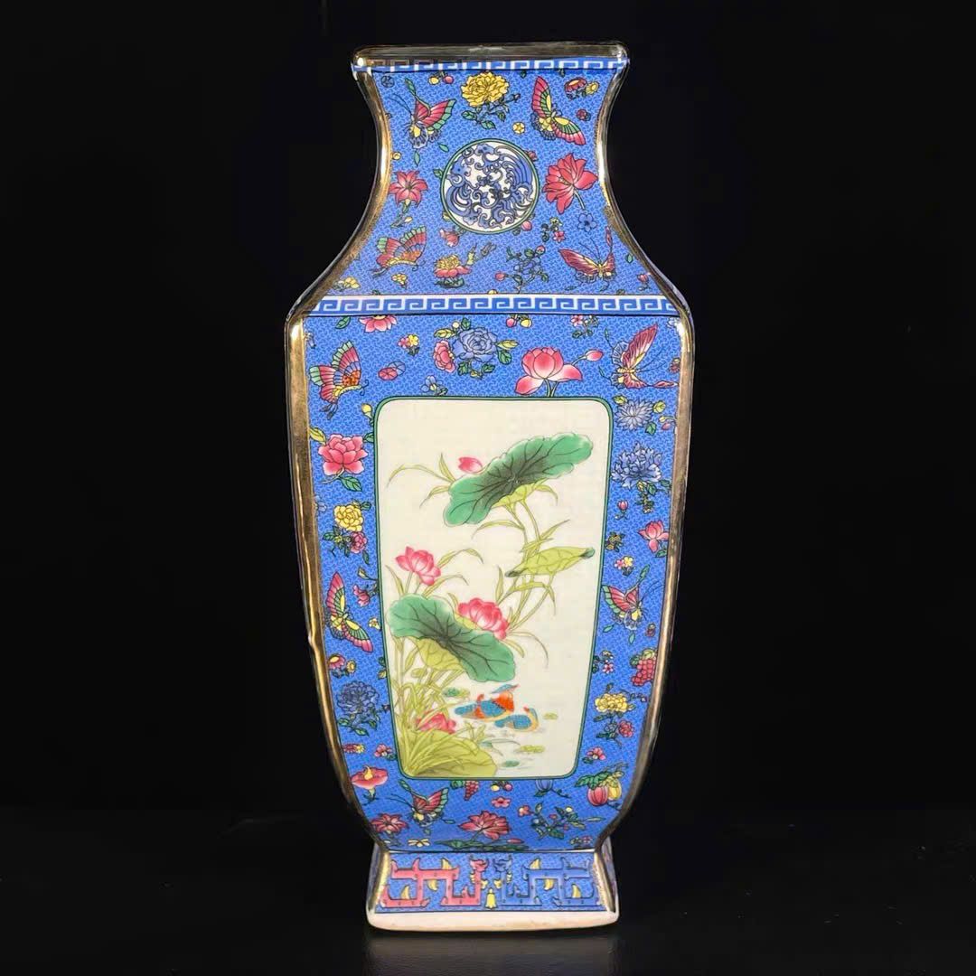  Bình Pháp Lam hoa điểu màu tím BKCECN-10005 