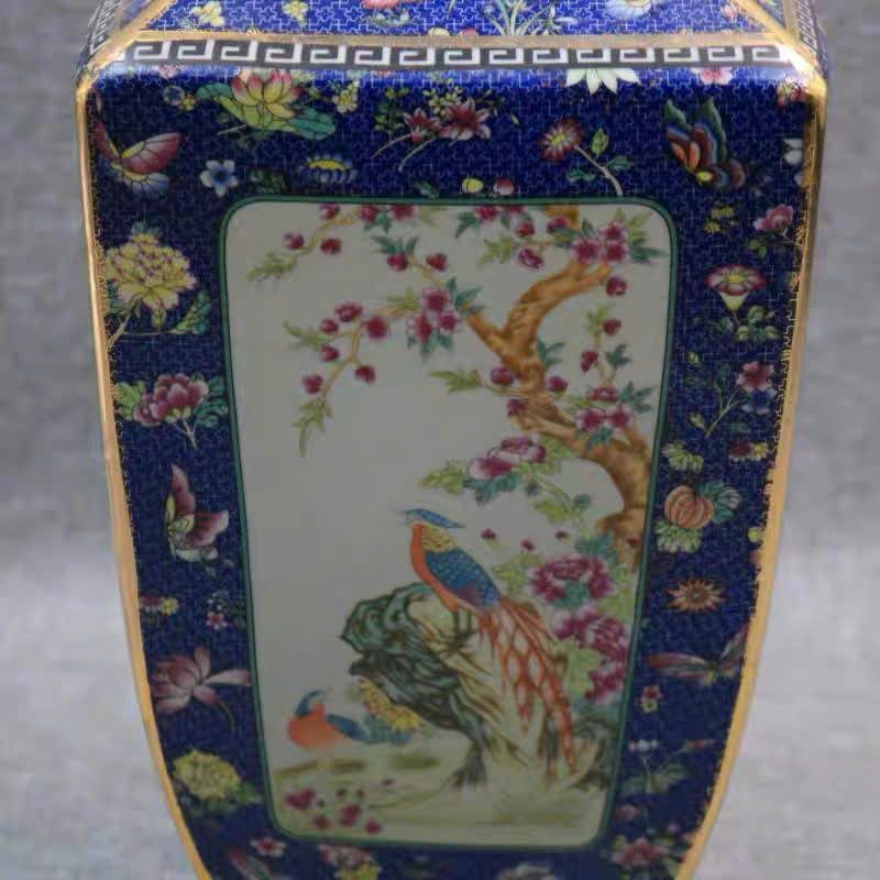  Bình Pháp Lam hoa điểu BKCECN-10007 