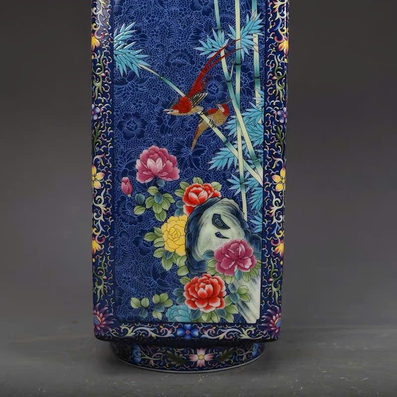  Bình Pháp Lam hoa điểu  BKCECN-10008 