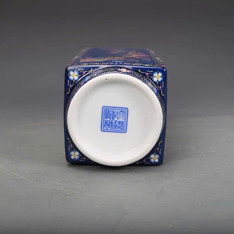  Bình Pháp Lam hoa điểu  BKCECN-10008 