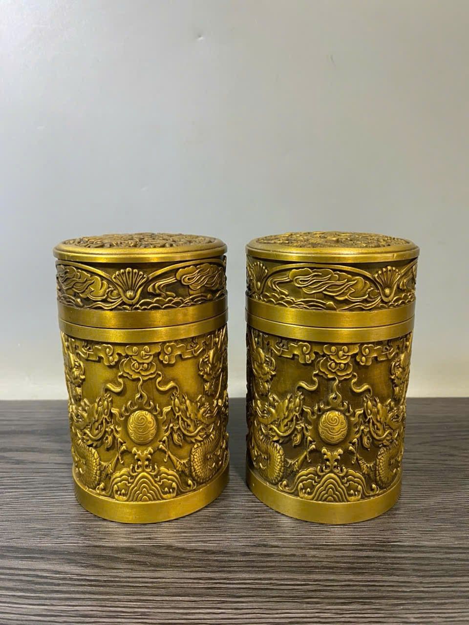  Cặp hũ chè Rồng bằng đồng BKMECN-9649 