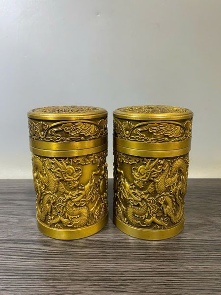  Cặp hũ chè Rồng bằng đồng BKMECN-9649 