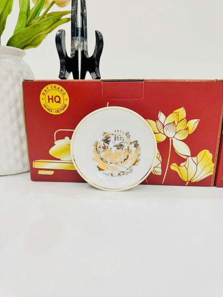  Bộ ấm chén Phú Quý Lão – Vọng Thất Hiền mạ vàng BKCECN-10159 