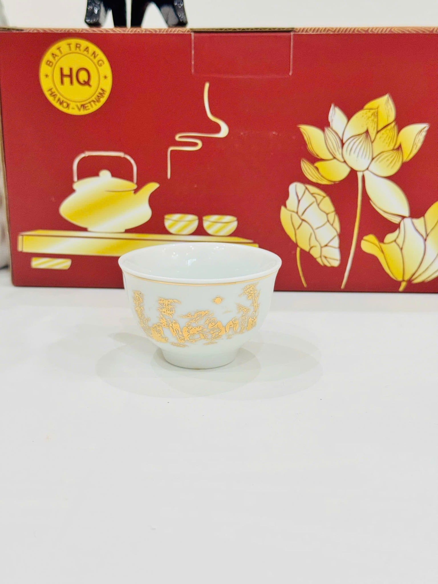  Bộ ấm chén Phú Quý Lão – Vọng Thất Hiền mạ vàng BKCECN-10159 