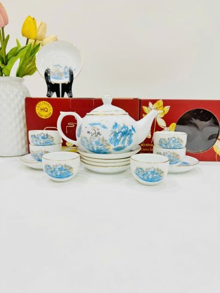  Bộ ấm chén Giang Tây sơn thủy viền vàng BKCECN-10160 