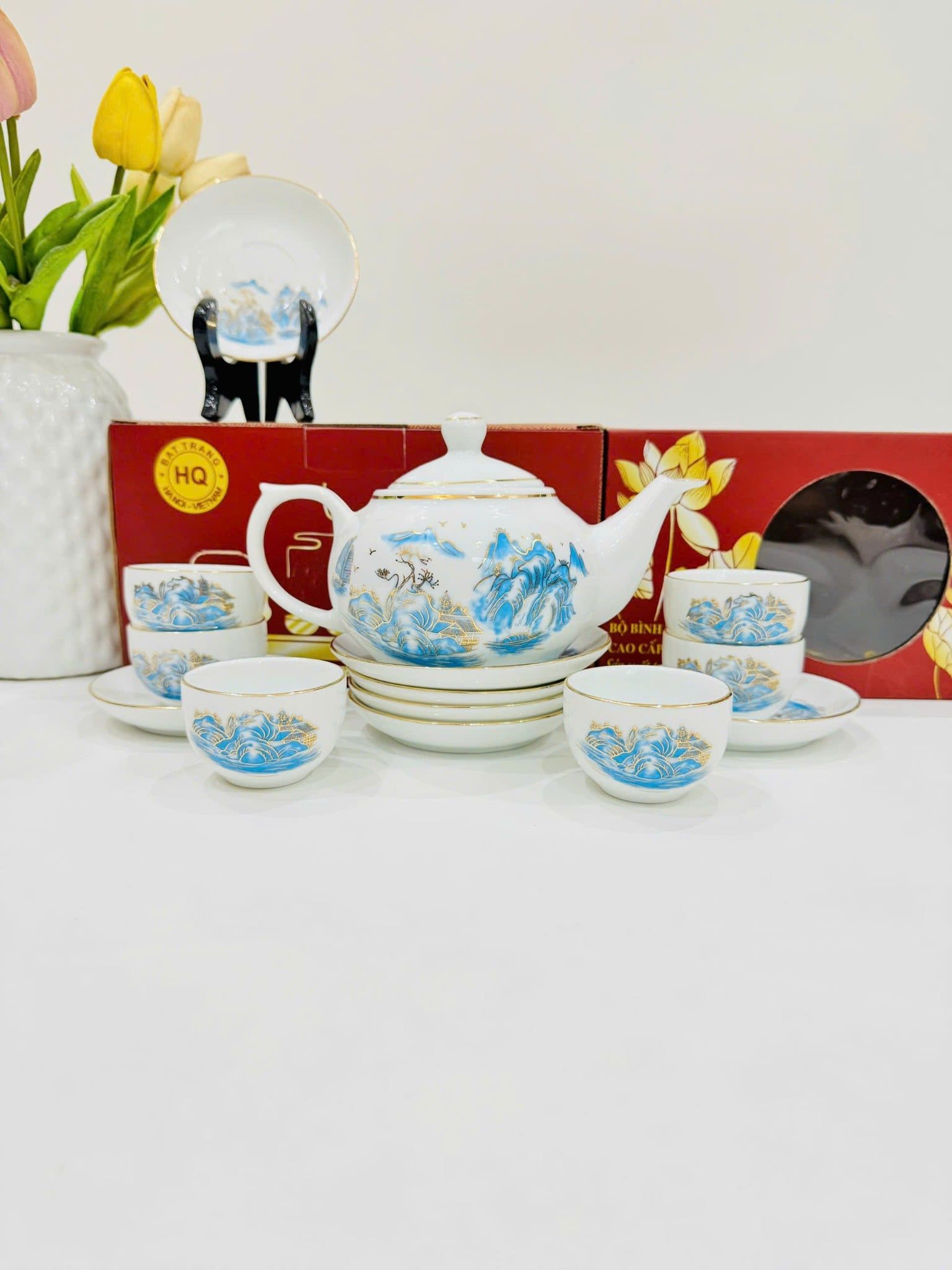  Bộ ấm chén Giang Tây sơn thủy viền vàng BKCECN-10160 