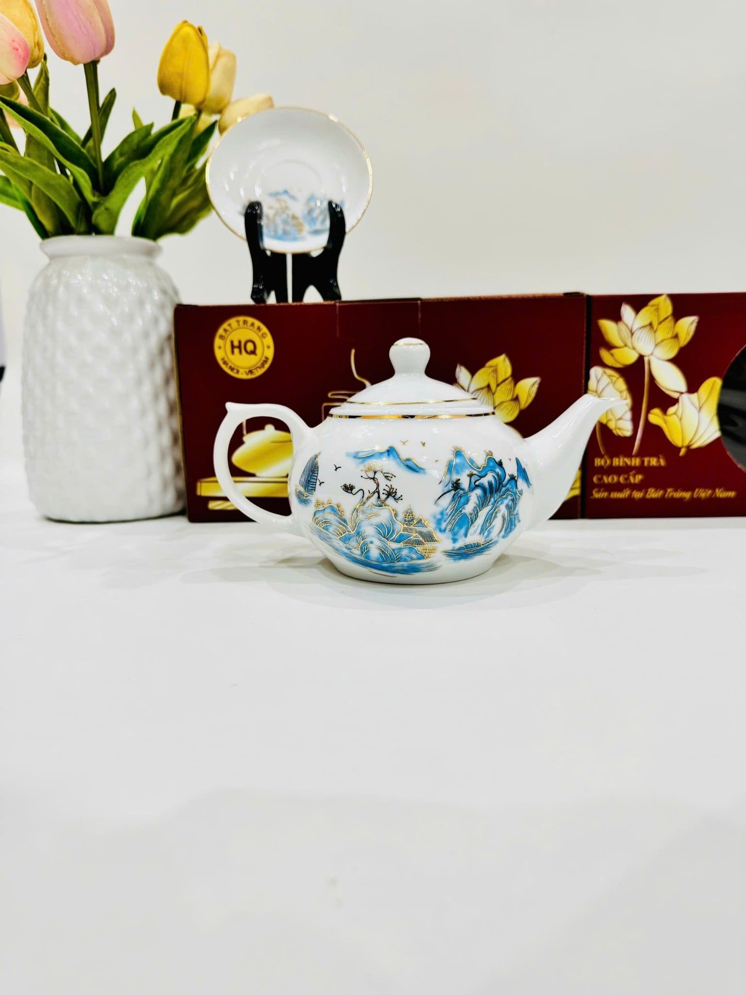  Bộ ấm chén Giang Tây sơn thủy viền vàng BKCECN-10160 